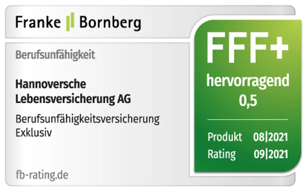 Berufsunfähigkeitsversicherung: Franke und Bornberg FFF+ hervorragend 0,5 Berufsunfähigkeitsversicherung: Franke und Bornberg FFF+ hervorragend 0,5