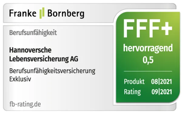 Berufsunfähigkeitsversicherung: Franke und Bornberg FFF+ hervorragend 0,5 Berufsunfähigkeitsversicherung: Franke und Bornberg FFF+ hervorragend 0,5