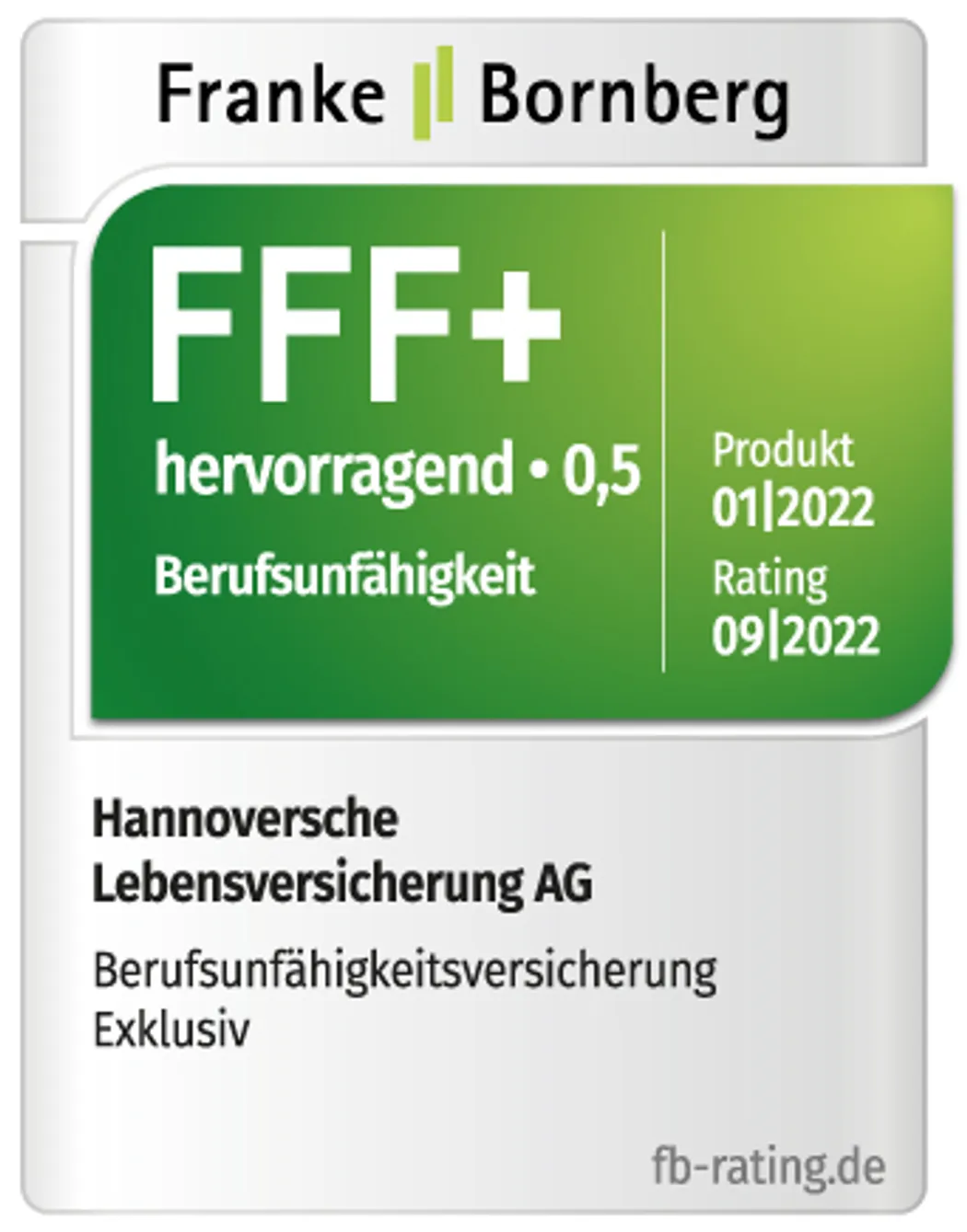 Berufsunfähigkeit Franke+Bornberg hervorragend 09 2022 Berufsunfähigkeit Franke+Bornberg hervorragend 09 2022