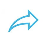 Ein geschwungenes, blaues Pfeilsymbol, das nach rechts weist, befindet sich auf einem weißen Kreis. Der stilisierte Pfeil zeichnet sich durch seine klare, einfache Form aus und vermittelt ein Gefühl von Dynamik und Bewegung.